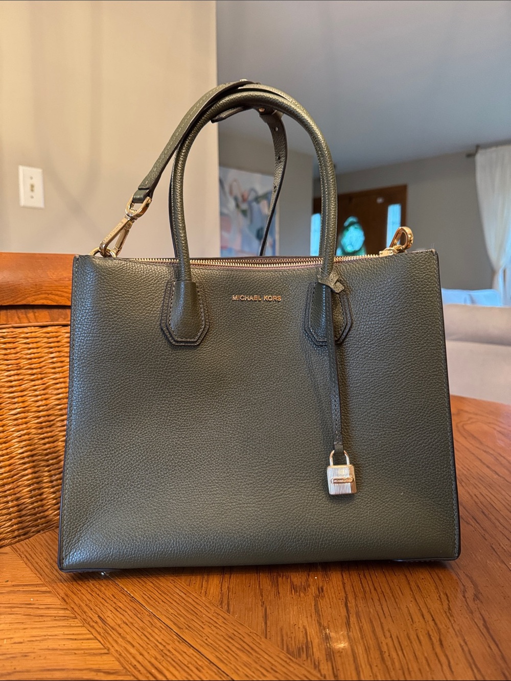 Michael Kors Mercer Large Pebbled Leather Accordion Tote Bag